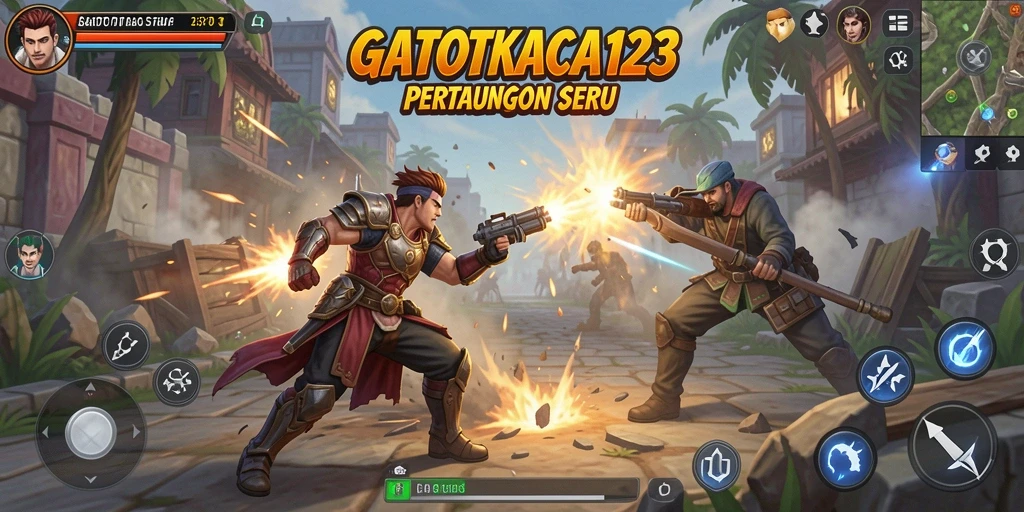 Gameplay GATOTKACA123 menampilkan aksi tembak-menembak yang intens.
