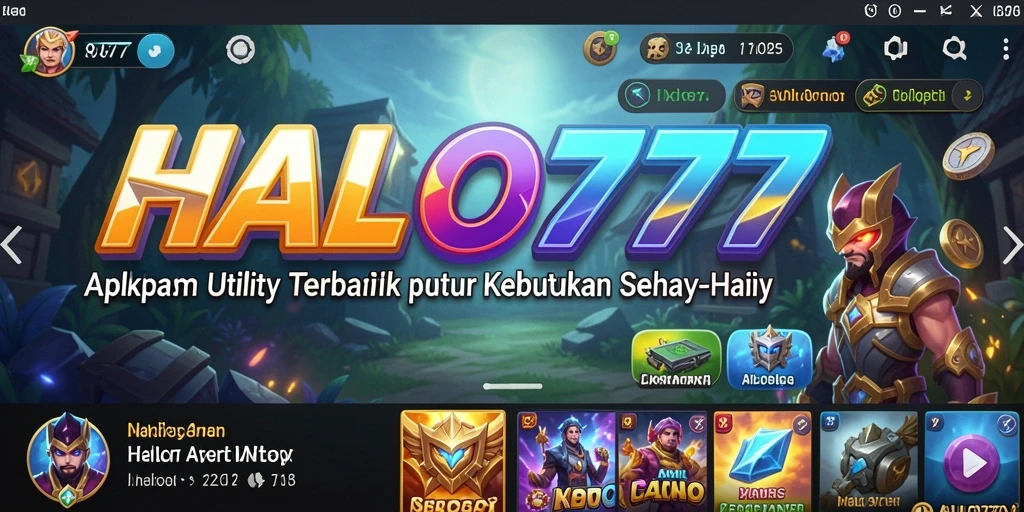 Tampilan utama HALO777 dengan berbagai fitur Utility yang mudah diakses.