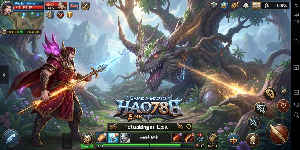 Tangkapan layar permainan HAO788 menampilkan aksi seru dalam pertempuran MMORPG.