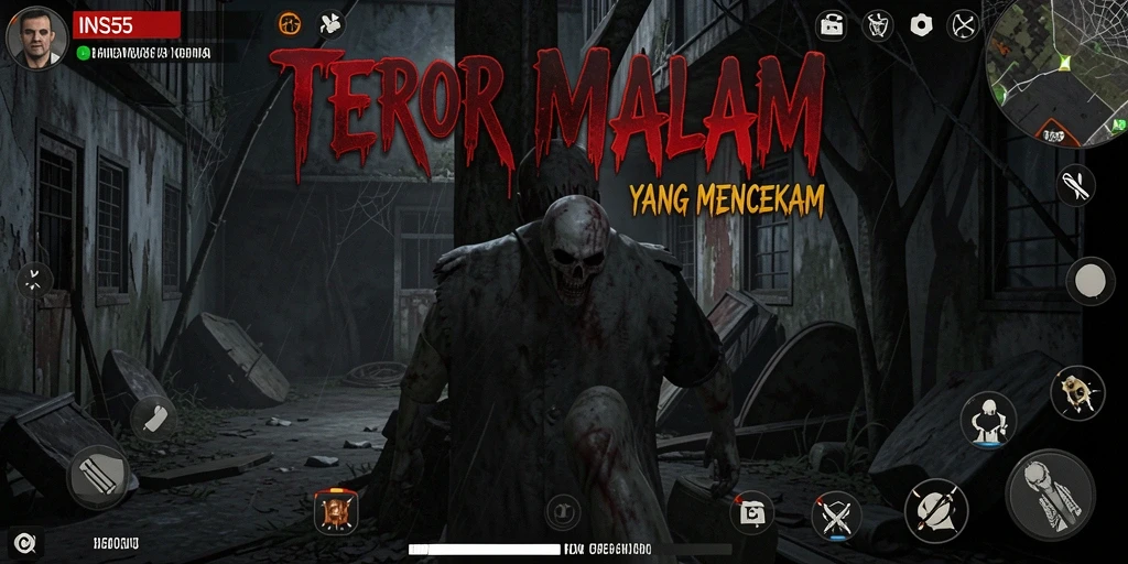 Screenshot gameplay INS55 yang menampilkan suasana Horror yang mencekam.