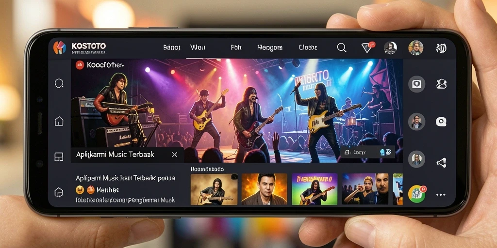 Gameplay KOSTOTO menunjukkan pengguna bernyanyi sambil bermain musik.