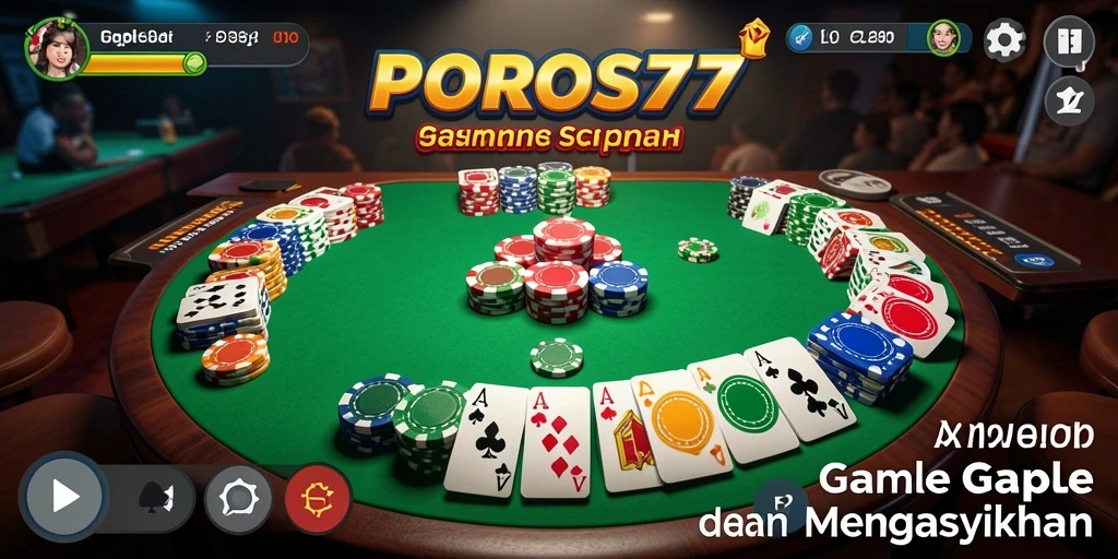 Tampilan gameplay Gaple yang seru dan interaktif dalam POROS77.