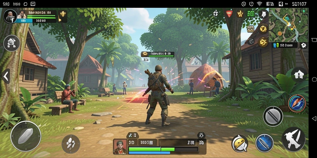 Tampilan gameplay yang menarik dari SD107 dengan aktivitas karakter.