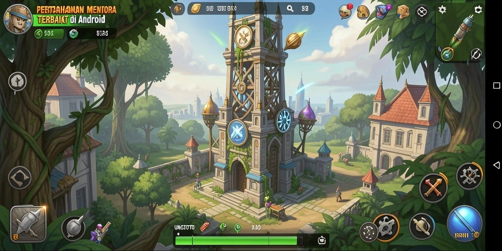 Tampilan gameplay menara bertahan yang seru dan menantang.